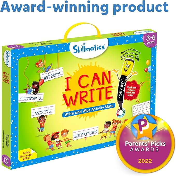 Skillmatics I Can Write - Reusable Preschool Learning Activities, Educational Toy and Game, Back to School Supplies, Gifts for Students, Kids, Toddlers Ages 3, 4, 5, 6