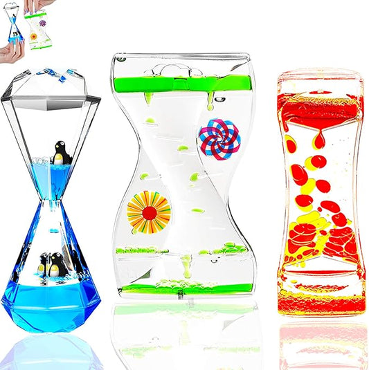 TKTM 3 Types Liquid Motion Bubbler Liquid Timers for Kids Sensory Fidget Toys Small Calming Toys Autism Toy