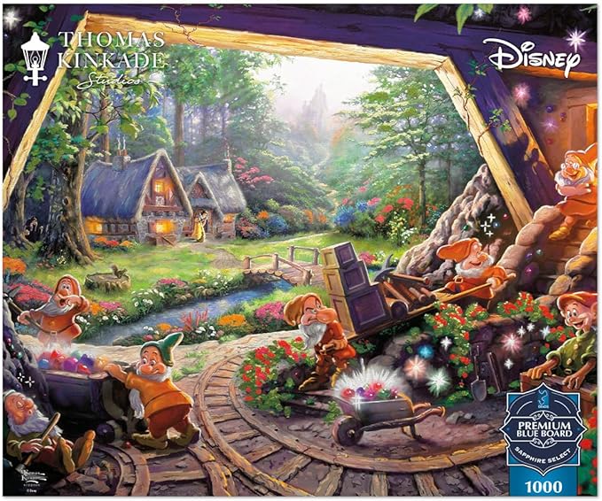 Ceaco - Sapphire Select - Disney - Snow White and The Seven Dwarves - 1000 Piece Jigsaw Puzzle – Challenging & Fun – Blue Core Puzzle Board – Giftable Display Box - Full Size Poster Included