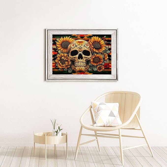 Horror Skull Halloween Puzzles for Adults 1000 Piece Colorful Sunflower Skeleton Jigsaw Puzzle Gothic Holiday Party Gifts Puzzle Home Decor