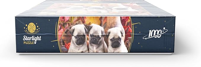 MyPuzzle Pug Puppies - Premium 1000 Piece Jigsaw Puzzle - Made in USA