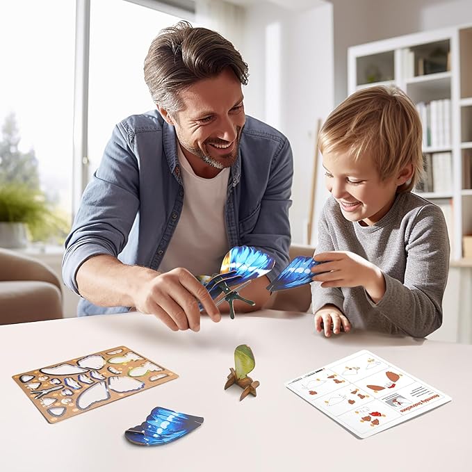 STEM Projects Preschool Toys for Kids, Eco-Friendly 3D Paper Puzzles for Children, Ideal Common Blue Morpho (Ages 7+)……