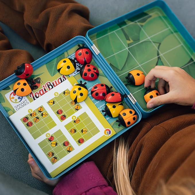 SmartGames LogiBugs Metal Box Magnetic Travel Game with 48 Challenges for Ages 6 - Adult
