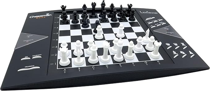 Lexibook Chessman® Elite Interactive Electronic Chess Game +, 64 Levels of Difficulty, LEDs, Family Child Board Game, Black/White, CG1300US