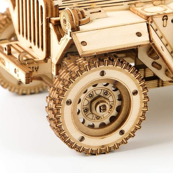 ROKR 3D Wooden Puzzle for Adults Mechanical Car Model-DIY Building Vehicle Kits-Brain Teaser Toys-Gift for Men Women on Birthday/Christmas Day (Army Field Car)