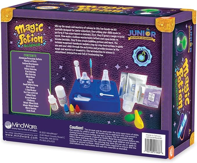 MindWare Junior Science Academy: Magic Potion Science Chemistry Set – 5 Amazing Beginning Kids Science Experiments for Kids Ages 4 & Up – Fun Science Lessons for Home or School