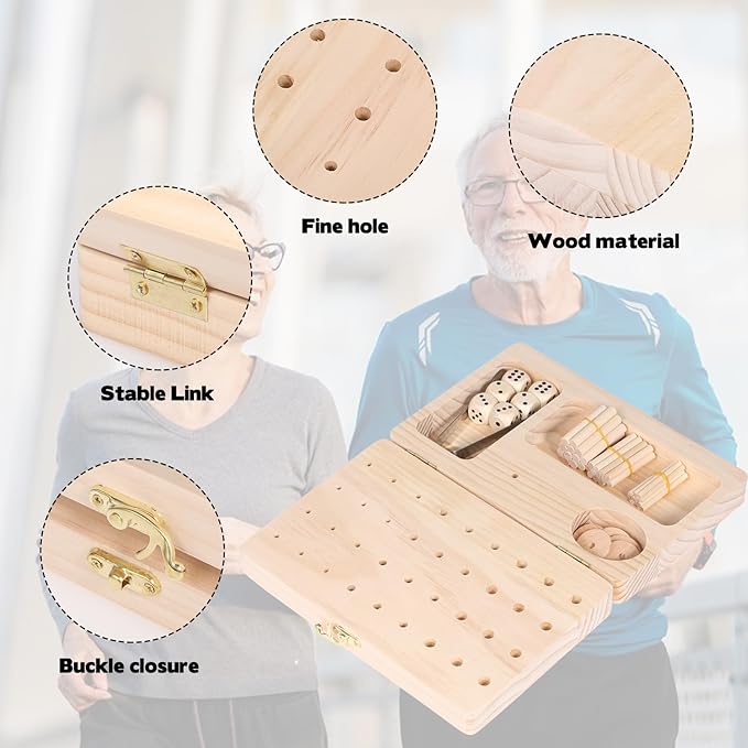 Wooden Pegboard for Finger Dexterity, 36-Hole Wooden Hand Therapy Peg Board with Finger Exercise Tools, Occupational Therapy Toys for Adults to Improve Fine Motor Skills and Hand-Eye Coordination