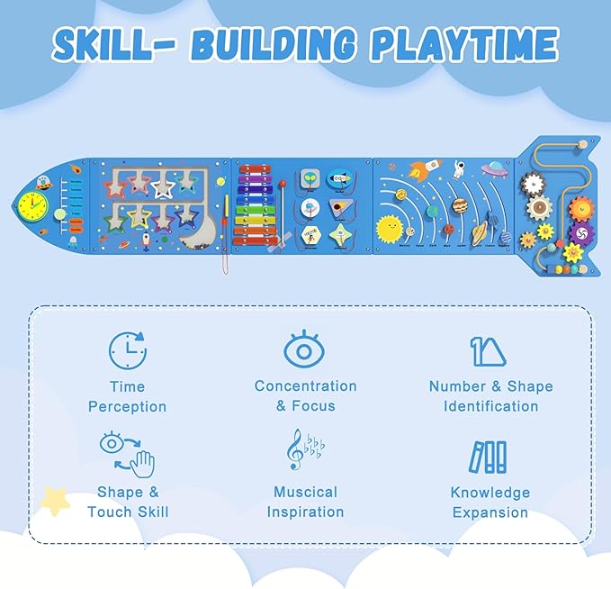 Spocold Rocket Panels - Sensory Toddler Wall Toys (5pcs Blue)