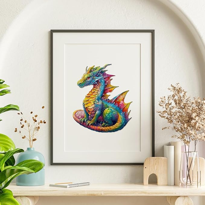 Jigfoxy Wooden Puzzles for Adults, Dragon Wood Puzzles Adult, Unique Animal Shape Wooden Jigsaw Puzzles for Adults, Birthday Gifts for Puzzle Lovers, Family, Friend (L-14 * 12in-280pcs)