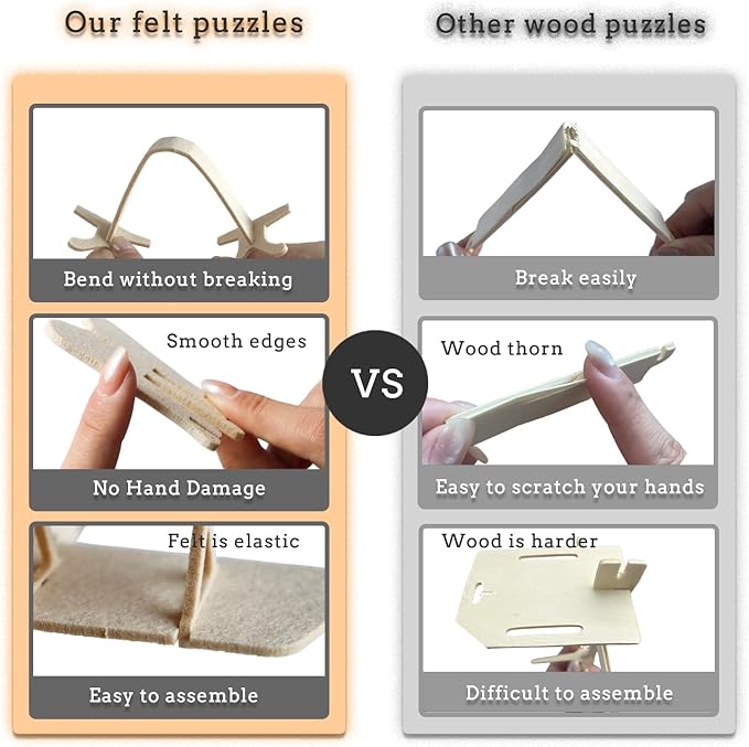 Kids 3D Jigsaw Puzzle with Wooden Different, Felt Bumblebee DIY Cubic Model, Animal Insect Toy Puzzle Game Set Gift