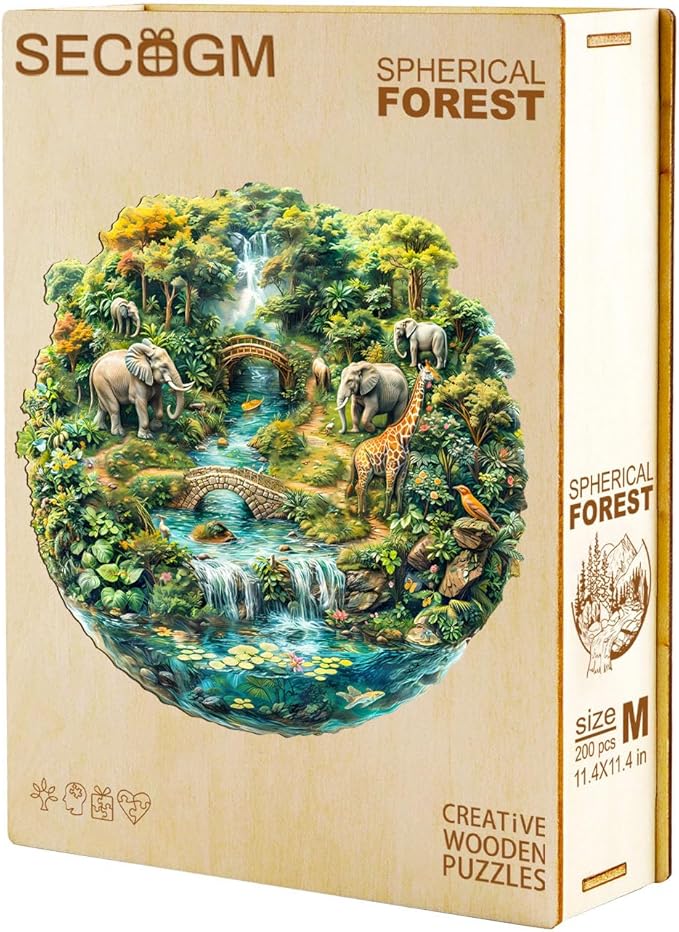 Wooden Puzzles for Adults - Spherical Forest Wood Puzzles Adult - Unique Animal Shape Wooden Jigsaw Puzzles for Adults - Birthday Gifts for Puzzle Lovers, Family (11.4 * 11.3in)