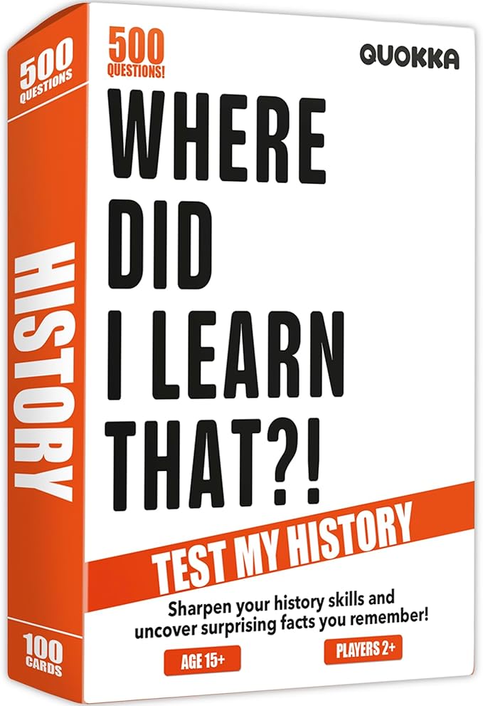 QUOKKA Trivia Card Game with 500 Questions in History – Trivia Games for Adults, Teens, and Families – Trivia Cards with Answers – Great Board Games Trivia for Family Party and Game Night