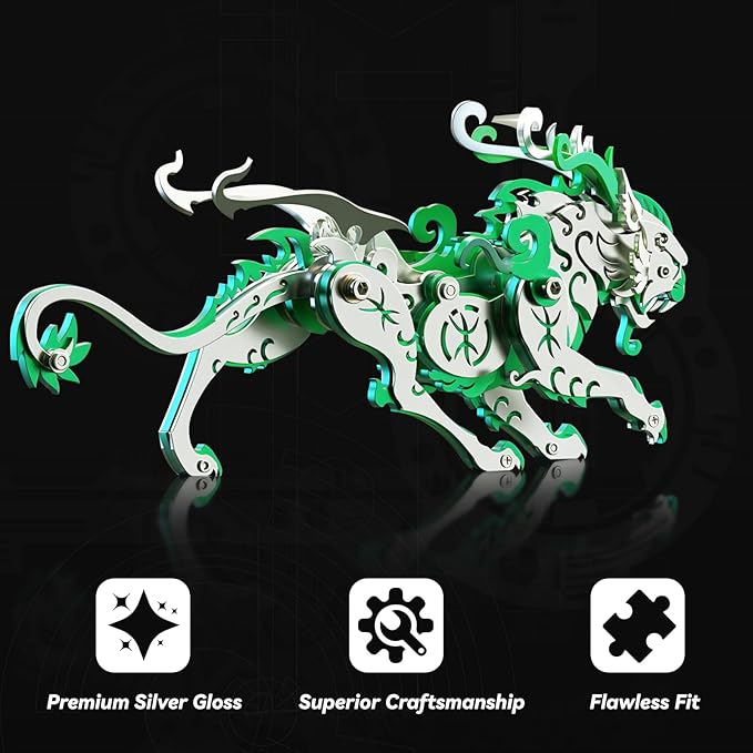 3D Metal Puzzles,3D Metal Puzzle for Adults,Mechanical Model Kit Green Bi an,Steel 3D Puzzles Stainless Steel Ornaments for Adults Home Decor Art Craft Gifts Toys.