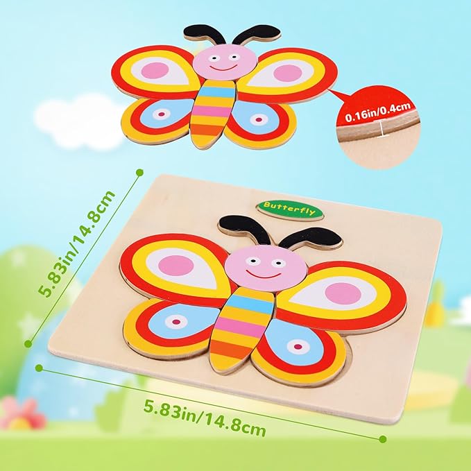 Wooden Puzzles for Toddlers 1-3, Pack of 8 Toddler Animal Puzzles Ages 2-4, Montessori Educational Animals Jigsaw Puzzles Christmas Birthday Gift for Baby Girl Boy Ages 1 2 3 4 Year Old