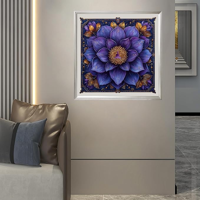 Mys Aurora Puzzles for Adults Mandala Flower Wooden Puzzles, 500 Pieces Unique Shaped Lotus Yoga Gifts Jigsaw Puzzles, for Yoga Lover, Fun Challenge Family Game 16.4'' x 16.4''