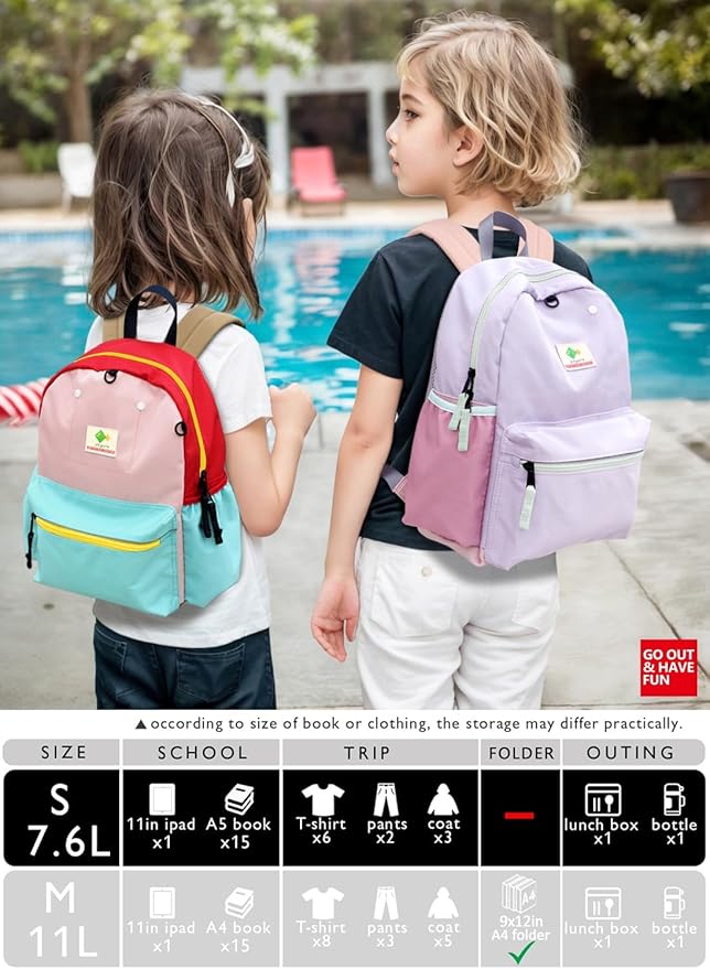 Preschool Mini Backpack For Boys Girls, Child Backpacks For School & Travel, Kindergarten Elementary Toddler bag, 11" H, For Kids 2-4, Small