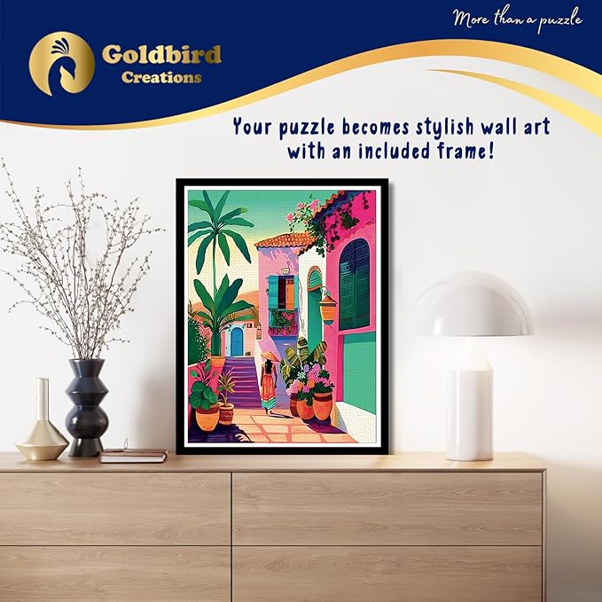 Magnetic Jigsaw Puzzles with Frame for Adults - Original Wooden Jigsaw Puzzle - Rompecabezas para Adultos - Landscape Wall Art Decor - Original Christmas & Birthday Gift (Vibrant Promenade)