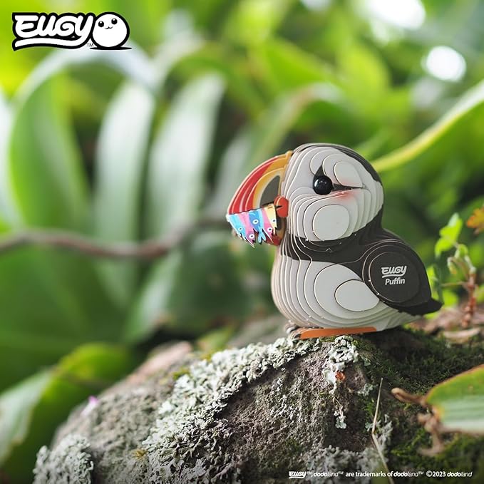 Eugy Puffin 3D Puzzle - 31 Piece Eco-Friendly Educational Toy Puzzle for Boys, Girls & Kids Ages 6+