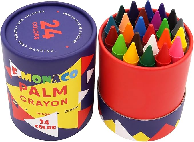 Lebze Toddler Crayons, 24 Colors Non Toxic Crayons for Kids Ages 3+, Easy to Hold Jumbo Crayon for Kids, Safe for Babies and Children Flower Monaco