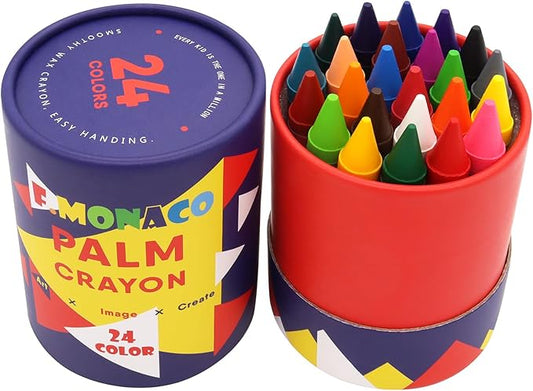 Lebze Toddler Crayons, 24 Colors Non Toxic Crayons for Kids Ages 3+, Easy to Hold Jumbo Crayon for Kids, Safe for Babies and Children Flower Monaco