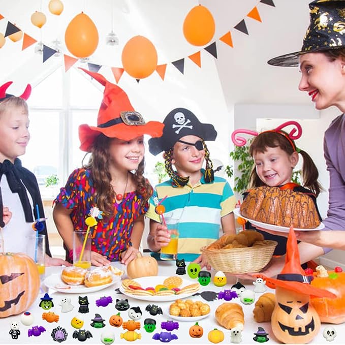 72 PCS Halloween Mochi Squishy Toys Squishies Halloween Toys for Kids Girls Boys Halloween Party Favors Halloween Treat Bags Gifts