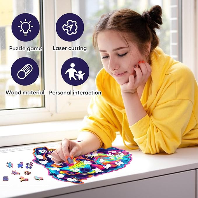 Australian Shepherd Dogs Wooden Puzzle 500 Pieces Stained Colorful Art Painting Jigsaw Puzzle for Adults, Birthday Mother's Father's Day Christmas for Family Game (14.9 * 17.1 in)