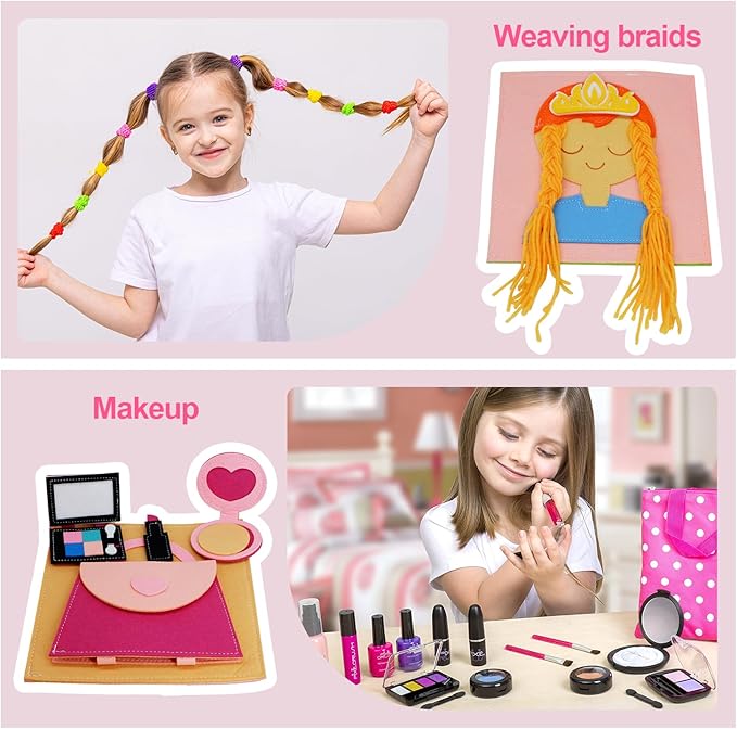 Montessori Felt Busy Book Toddlers Quiet Book Preschool Early Learning Educational Travel Toys for Kids Age 2 3 4 5 6 Years Travel Essentials Daily House Learning Activities Girls Gift