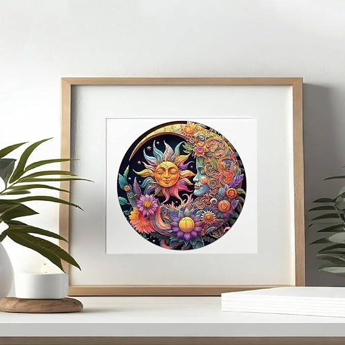 Wooden Puzzles for Adults, 200 Pieces Sun and Moon Uniquely Irregular Animal Shaped Wooden Jigsaw Puzzles, Creative Gift for Teenagers and Adults