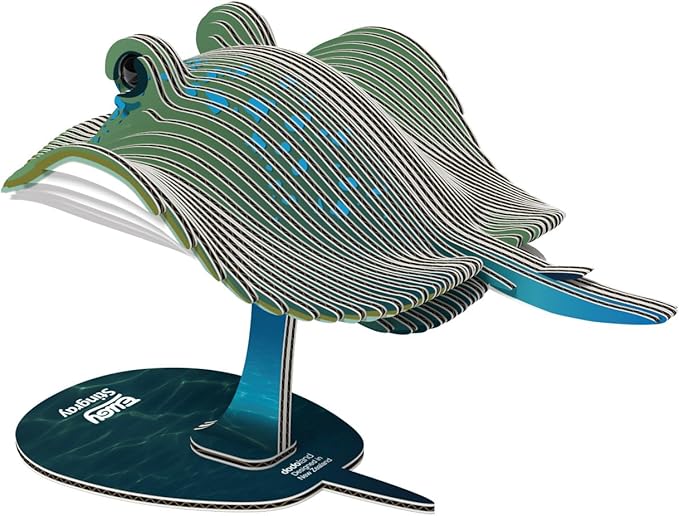 Eugy Stingray 3D Puzzle - 50 Piece Eco-Friendly Educational Toy Puzzle for Boys, Girls & Kids Ages 6+