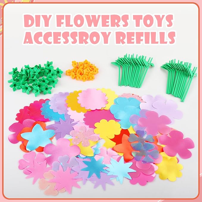 YUOIOYU Flower Bouquet Refill Pack – DIY Arts & Crafts Toy Accessories (Main Kit Not Included)