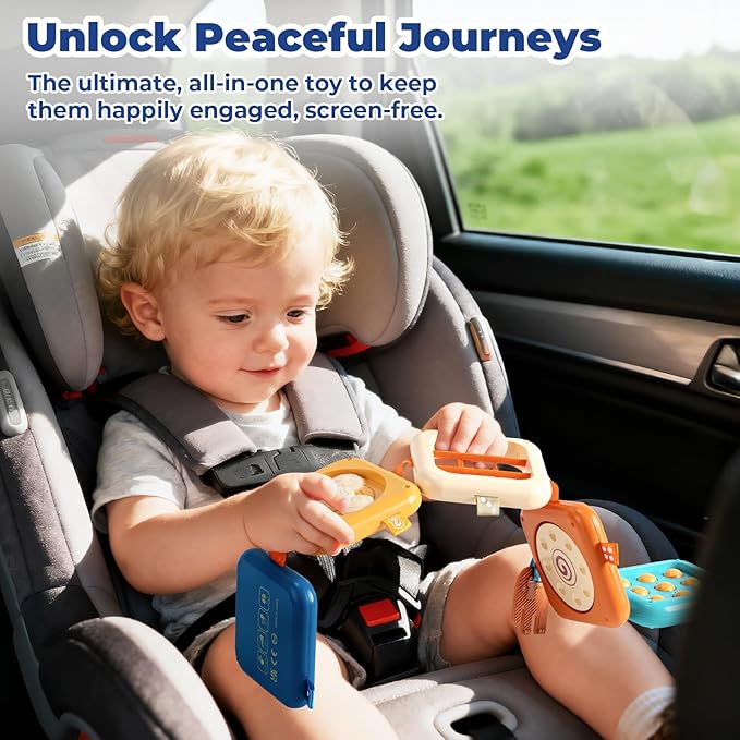 Busy Board for 1 Year Old, Travel Toys for Toddlers 1-3, Montessori Toys for Airplane Car Road Trip Activities| Baby Travel Essential Busy Cube Birthday Gifts for Boys Girls