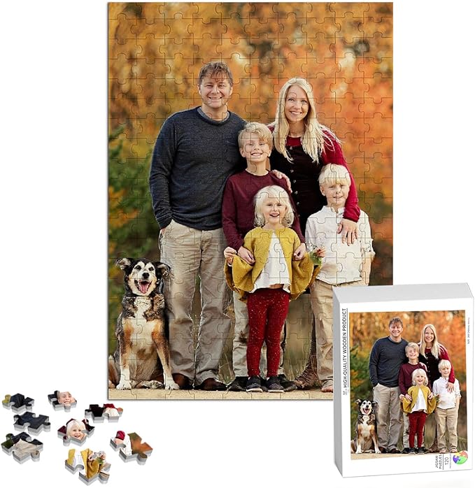 Custom Puzzle, Personalized Puzzle from Photos, Customized Puzzle 120/200/300/500/1000/1500 Pieces for Family, Christmas, Pet, Birthday, Wedding Gift