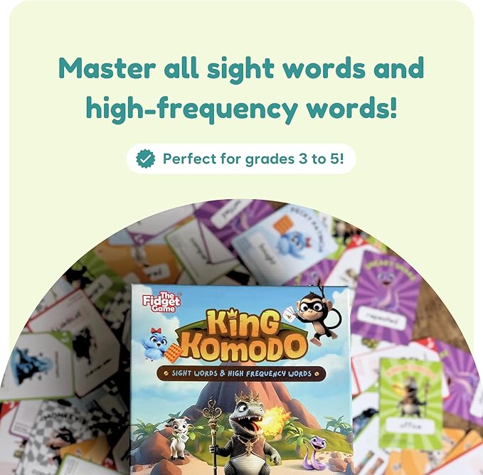 THE FIDGET GAME King Komodo - Learn to Read in Weeks, Master 300 Fry High-Frequency Words. Curriculum-Appropriate Sight Words Reading Games for Grades 3 to 5. for Children Ages 8 to 11 Years