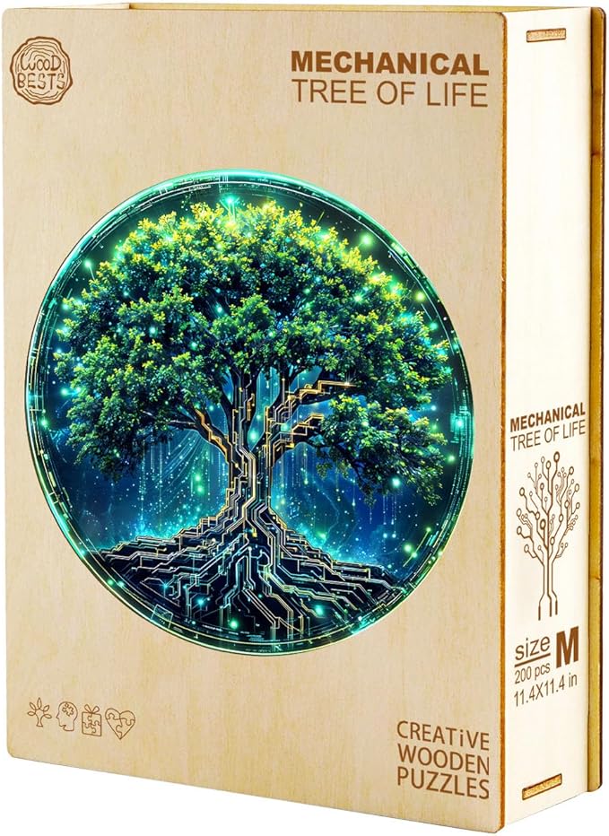 Jigfoxy Wooden Puzzles for Adults, Mechanical Tree of Life Wood Puzzles Adult, Unique Animal Shape Wooden Jigsaw Puzzles for Adults, Birthday Gifts for Puzzle Lovers, Family (S-8.5 * 8.5in-100pcs)