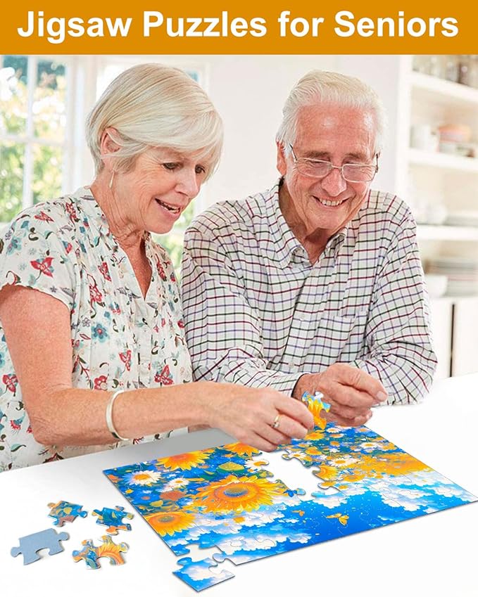 6 Pack 48 Large Piece Jigsaw Puzzles for Seniors Alzheimer Products for Elderly Dementia Activities Memory Game for Patients in Nursing Home with Storage Box