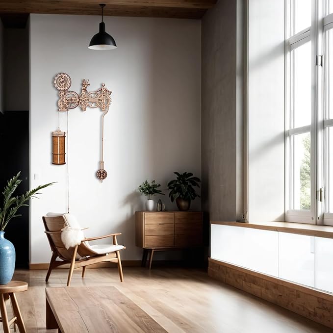 WOODEN.CITY Steampunk Wall Clock Kit – 3D Wooden Puzzle for Adults, Mechanical DIY Clock Model, Working Wall Art (257 Pieces) Made in EU