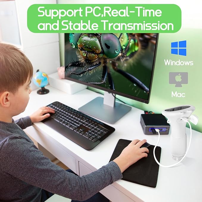 Microscope for Kids - Portable Handheld Magnifying Glass for Girls | Mini Digital Microscope for Boys Educational Science Toys | Age 3 4 5 6 7 8 9 10 11 Years Old Kids Christmas Birthday Gifts