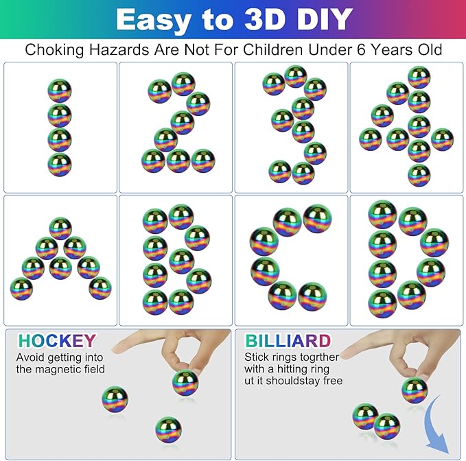 28Pcs Rainbow Stones Fidget Toy, 20mm DIY Mutual Attraction Desk Balls for Kids Adults, Educational Science Kit for Anxiety Relief, Building Crafts for Teens Party Favors Gift