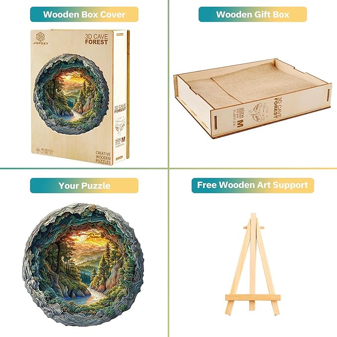 Jigfoxy Wooden Puzzle for Adults, 3D Visual Forest Wooden Jigsaw Puzzles for Adult, Unique Animal Shape Wood Cut Puzzles, Christmas Thanksgiving Gifts for Friends Family (XL-17.3 * 17.2in-505pcs)