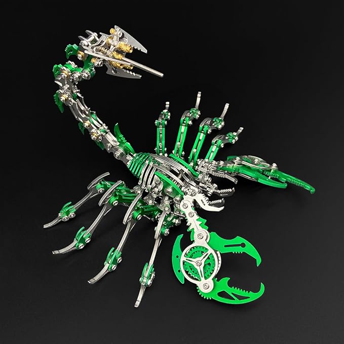 3D Metal Model Kits,3D Metal Puzzle for Adults Mechanical Scorpion King Green Steel Warcraft Collection DIY Animal Brain Teasers Simple 3D Puzzles for Adults.