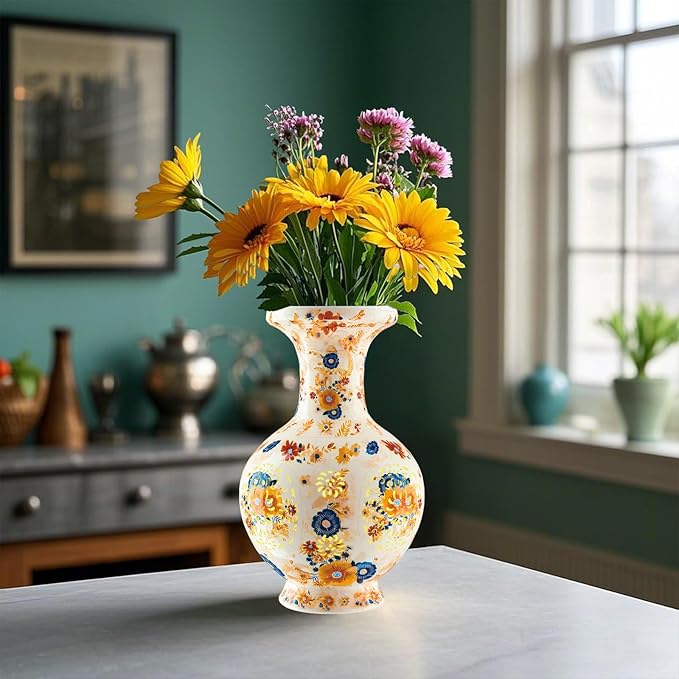 LED Flower Puzzle Vase for Adults, 200-Piece 3D Puzzle Vases for Home and Office Decor, Unique Flower Vase for Living Room & Bedroom, Creative Crafts for Adults