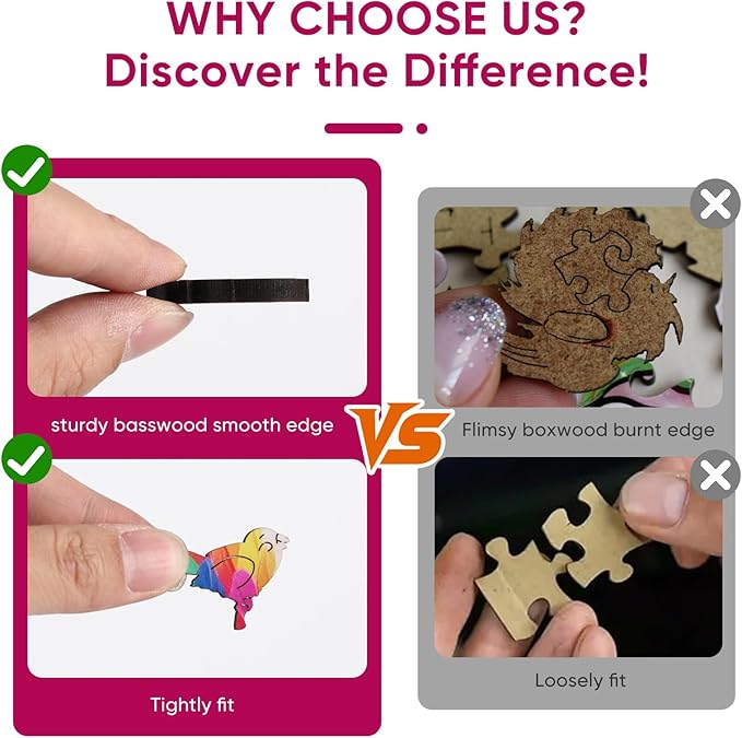 Wooden Puzzles for Adults, Neon Owl Jigsaw Puzzle 200pcs, 8.2x12.5in, Unique Shape Wood Puzzles Adult, Creative Gift for Kids Family Game