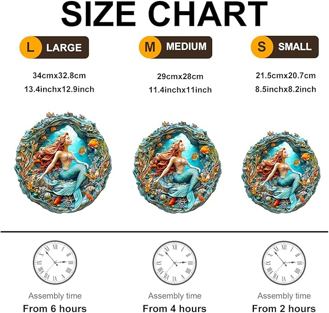 Wooden Puzzles for Adults, Wooden Jigsaw Puzzles for Adults Kids, Mermaid's Secret Cave Unique Shaped Wood Puzzles Adult, Creative Gifts for Friends Family Game, Home Decor(11.4 * 11.1in 200pcs)