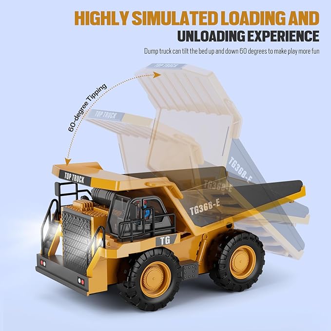 Remote Control Construction Dump Truck Toy - Construction Toys Vehicle, Toys for Boys 3-5 4-7 8-12 Year Old Kids Christmas Birthday Gift