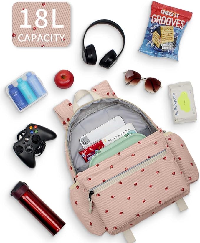 Corduroy Kids Backpack for Boys 6-10: Boys Girls Backpacks for Elementary Kindergarten 15” H Fit Folder