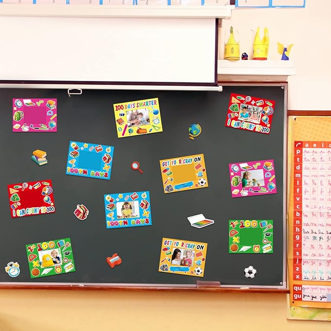 30 Packs 100th Day of School Picture Frame Craft Kits for Kids 100 Days DIY Art Craft 100th Day of School Party Decoration Favor Home Classroom Game Activities