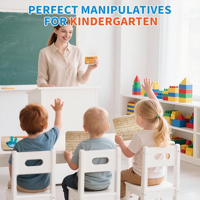 SEPHIX Montessori Math Toys for 3-5 Year Olds – Wooden Preschool Learning Toys with Number Blocks, Sensory Counting Board & Tracing Stylus – Kindergarten Educational Manipulatives Gift for Boys Girls