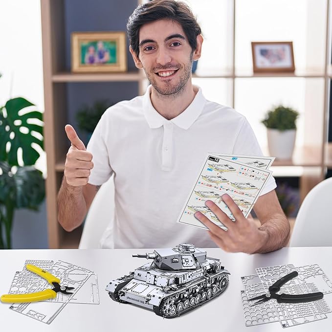 Piececool 3D Puzzles for Adults, German Tank IV-D Model Kits for Adults DIY Assembling Arts and Crafts Creative Gifts