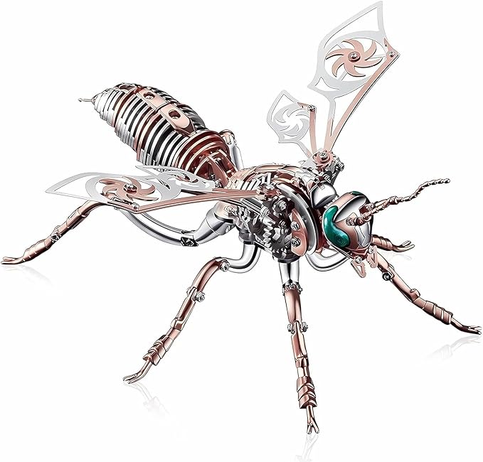 3D Puzzles for Adults, Metal Model Kit Wasp Mechanical Puzzle for Adults/Teens, DIY Creative Craft Gifts Kits Difficult Assembled 3D Puzzle for Family Time, Home Decor (Rosegold)