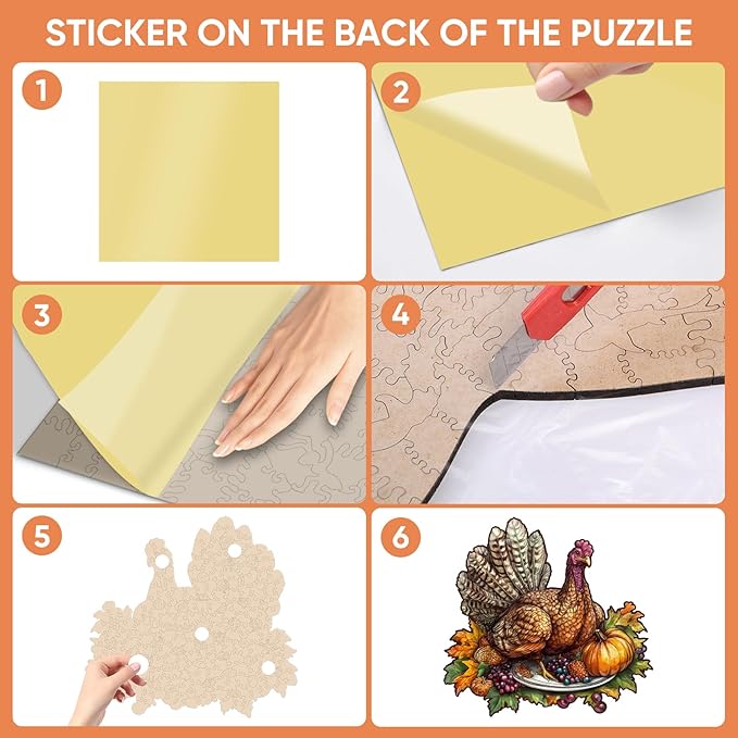 delobil Thanksgiving Wooden Puzzles for Adults, Autumn Table Turkey Jigsaw Puzzles 200Pcs, 11.2x10.7in, Medium Size, Unique Shape Adult Fall Puzzle, Thanksgiving Gift for Adults and Kids Family Game